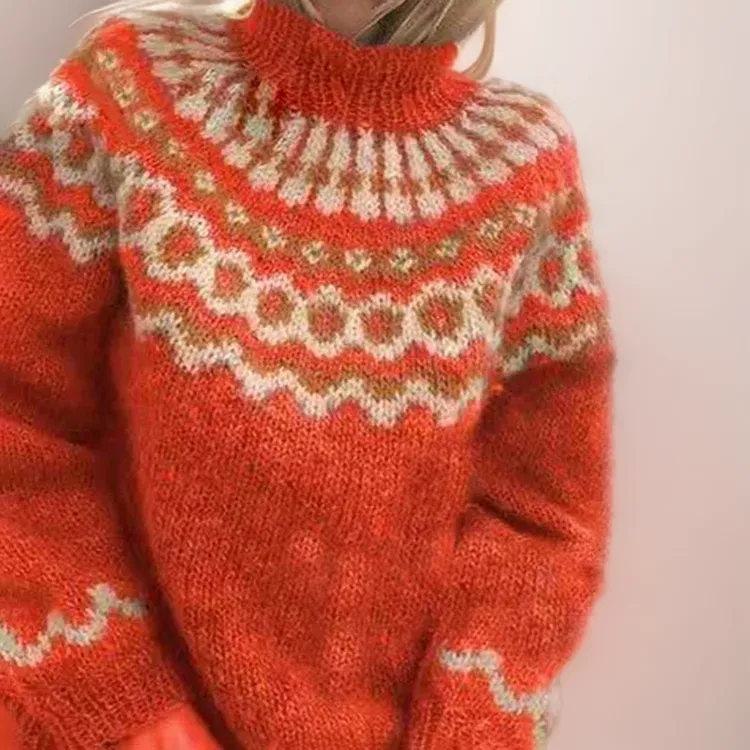 Colorful Norwegian yoke sweaters - warm Scandinavian women's pullovers
