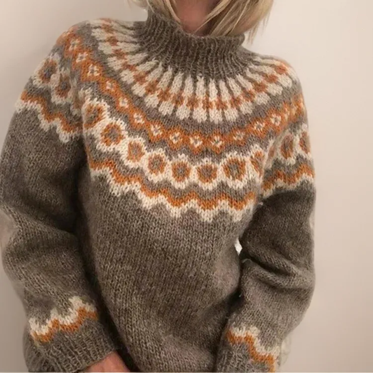 Colorful Norwegian yoke sweaters - warm Scandinavian women's pullovers