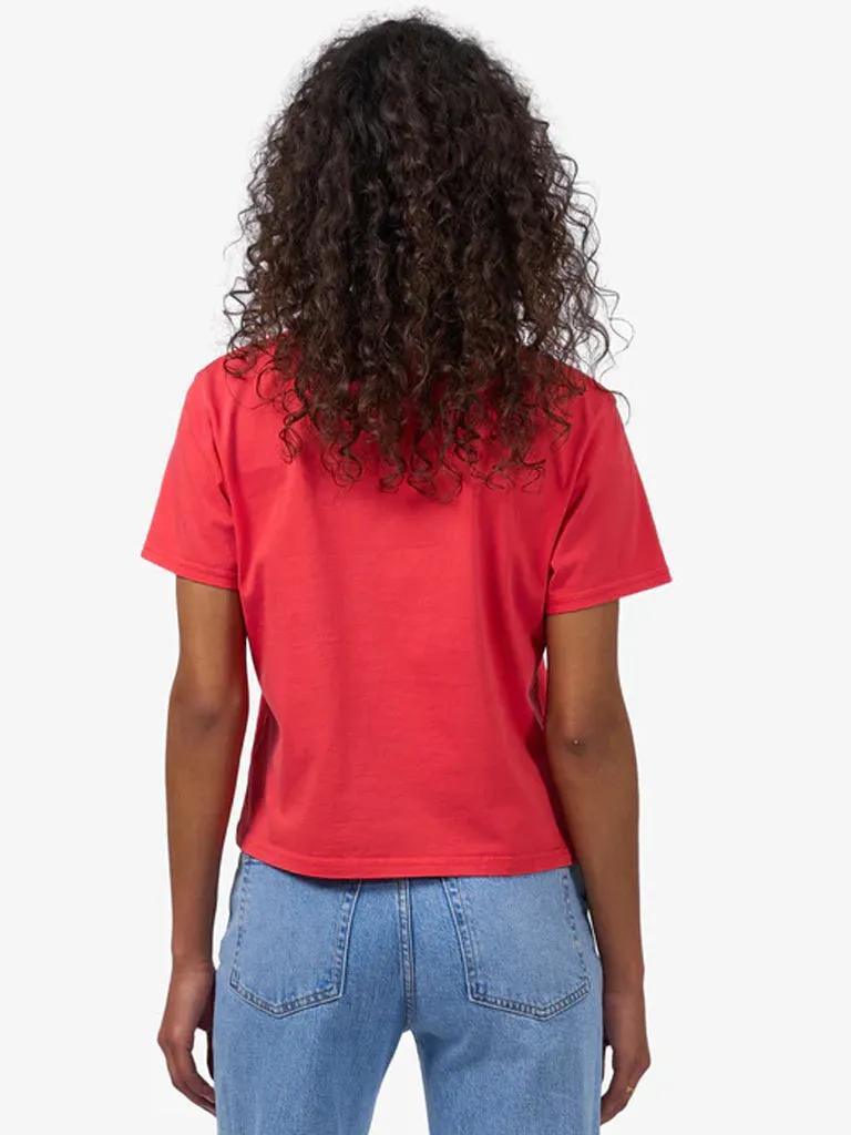 Colorful Standard Organic Boxy Crop T-Shirt in Red Tangerine