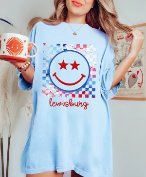 Comfort Colors or Bella Lewisburg Smiley Unisex Shirt / Youth and Adult Sizes/ Lewisburg -Desoto County Schools /Lewisburg Patriots Mississippi School Shirt