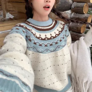 Comfortable Unshrunken Long Sleeve Sweater Featuring Broderie Details