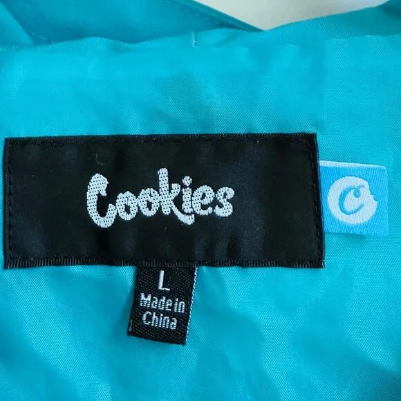 Cookies Teal Zip Up Windbreaker Size Large‎ Windy Cozy Warm