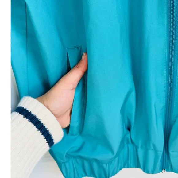 Cookies Teal Zip Up Windbreaker Size Large‎ Windy Cozy Warm
