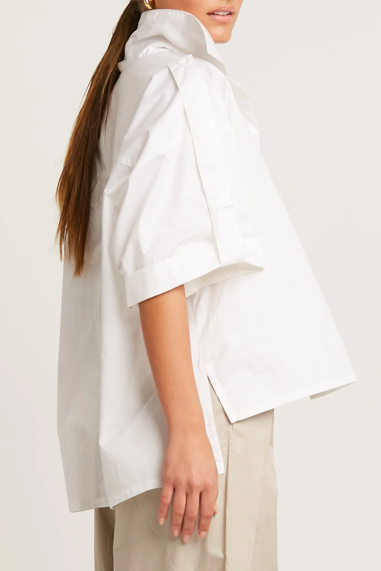 Cotton Tab Sleeve Shirt