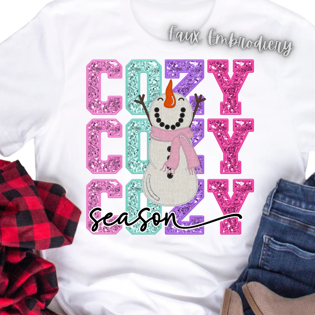 Cozy Faux Embroidery - Unisex T-Shirt