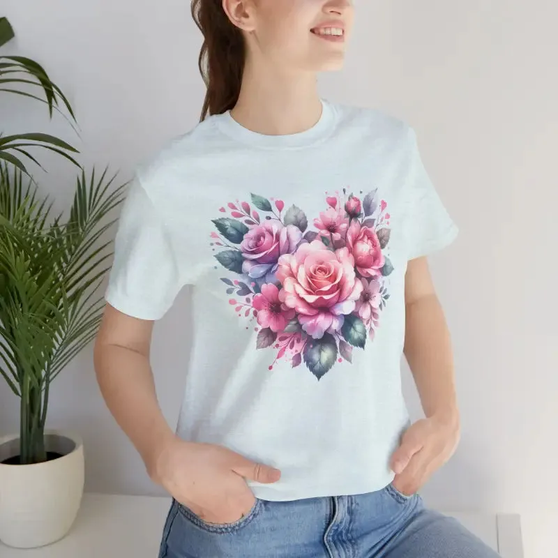 Cozy Hearts and Roses Short Sleeve Tee
