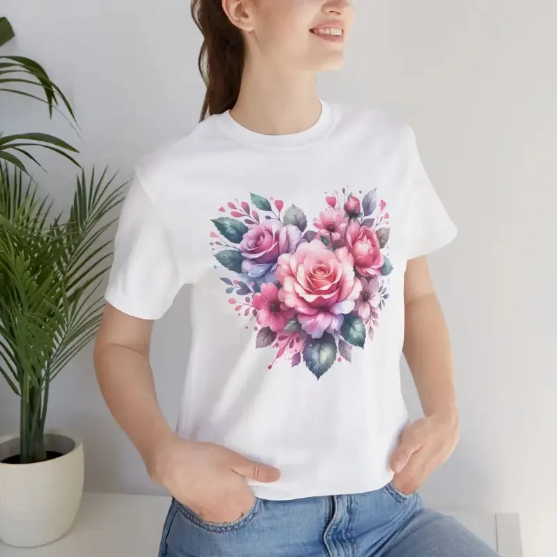 Cozy Hearts and Roses Short Sleeve Tee
