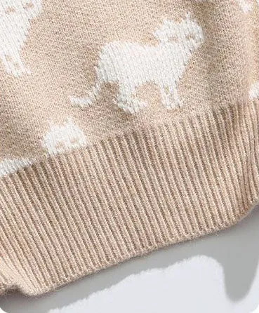 Cozy Jumper Featuring a Cat Design and Ringer Details