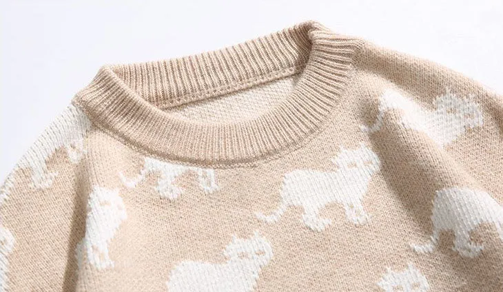 Cozy Jumper Featuring a Cat Design and Ringer Details