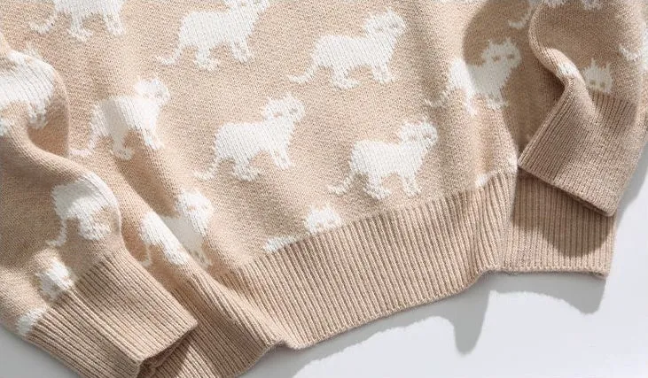 Cozy Jumper Featuring a Cat Design and Ringer Details