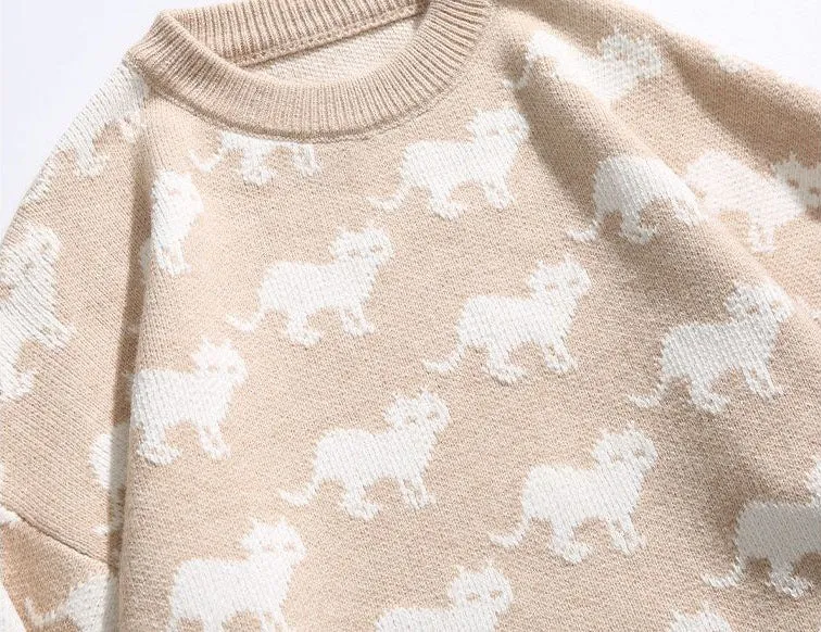 Cozy Jumper Featuring a Cat Design and Ringer Details
