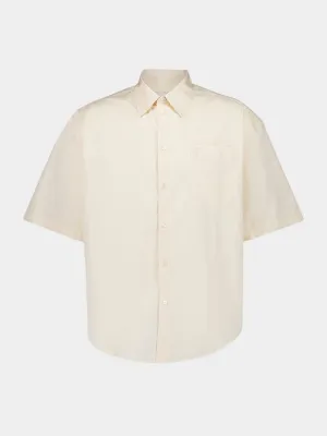 Cream Cotton Poplin Boxy Fit Short Sleeve Shirt
