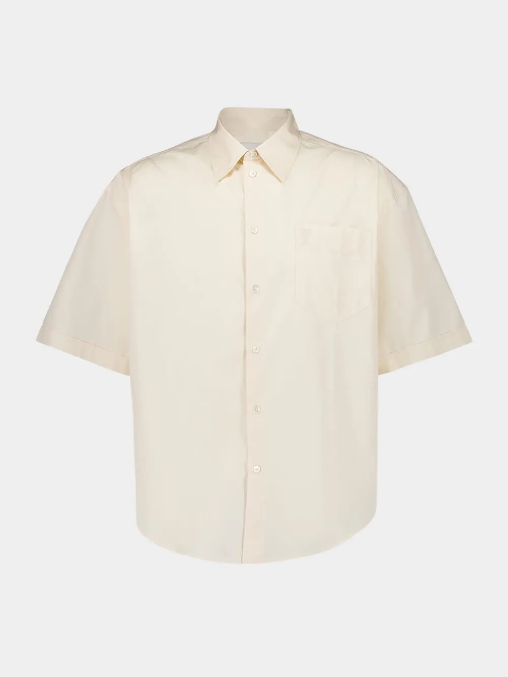 Cream Cotton Poplin Boxy Fit Short Sleeve Shirt