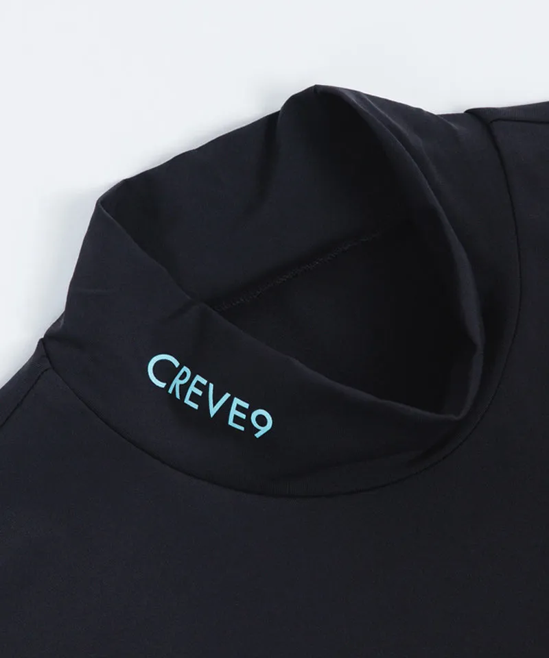CREVE NINE: Men's Solid Mock Neck Cool T-Shirt - Charcoal