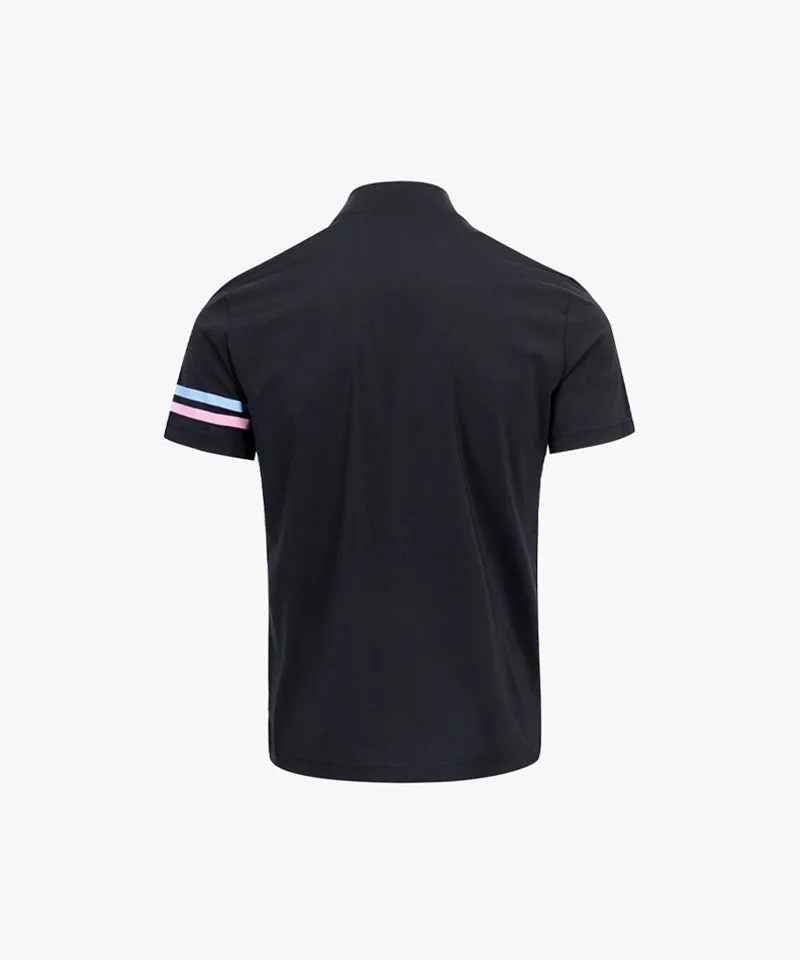 CREVE NINE: Men's Solid Mock Neck Cool T-Shirt - Charcoal