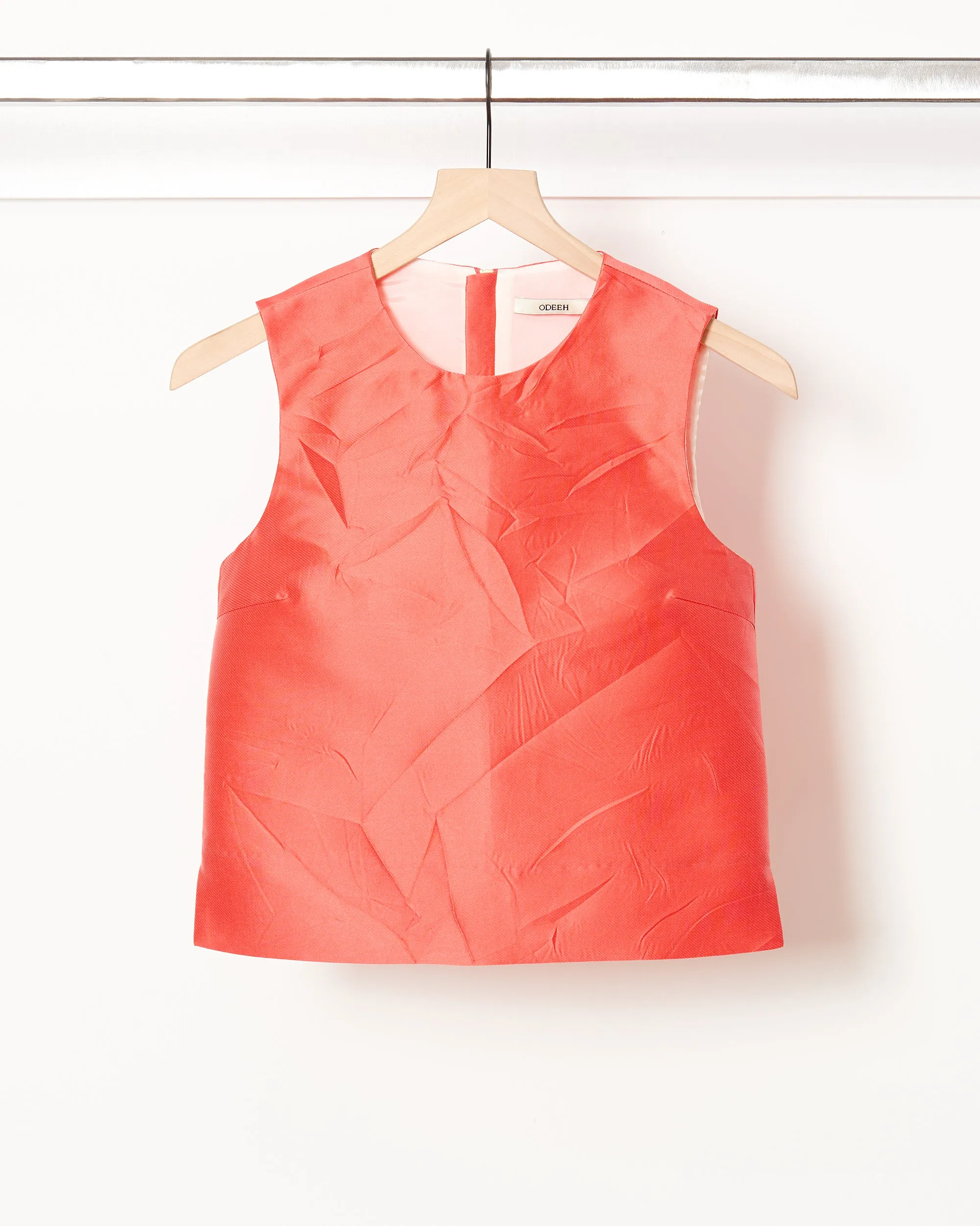 Crinkle Jacquard Top Coral