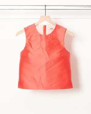 Crinkle Jacquard Top Coral