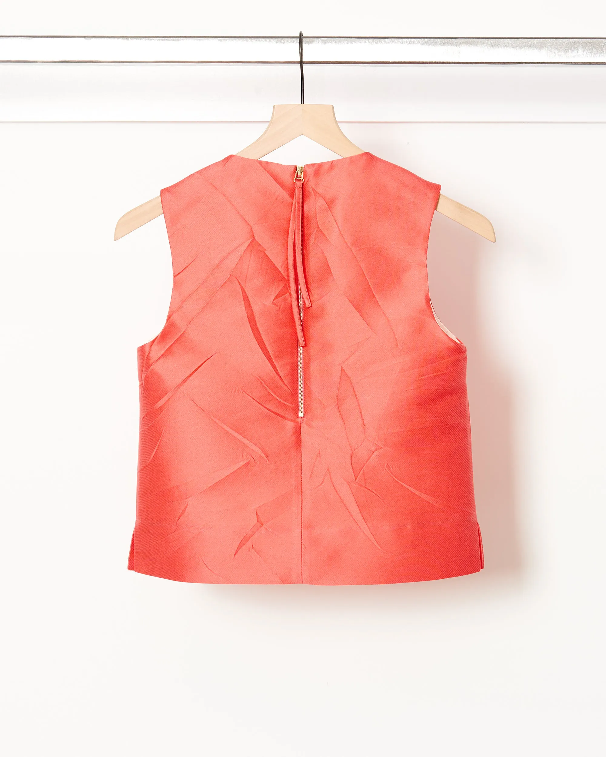 Crinkle Jacquard Top Coral