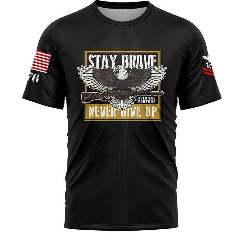 Custom Black Eagle Stay Brave Never Give Up 1776 U.S Navy Military Rank Name T-Shirt