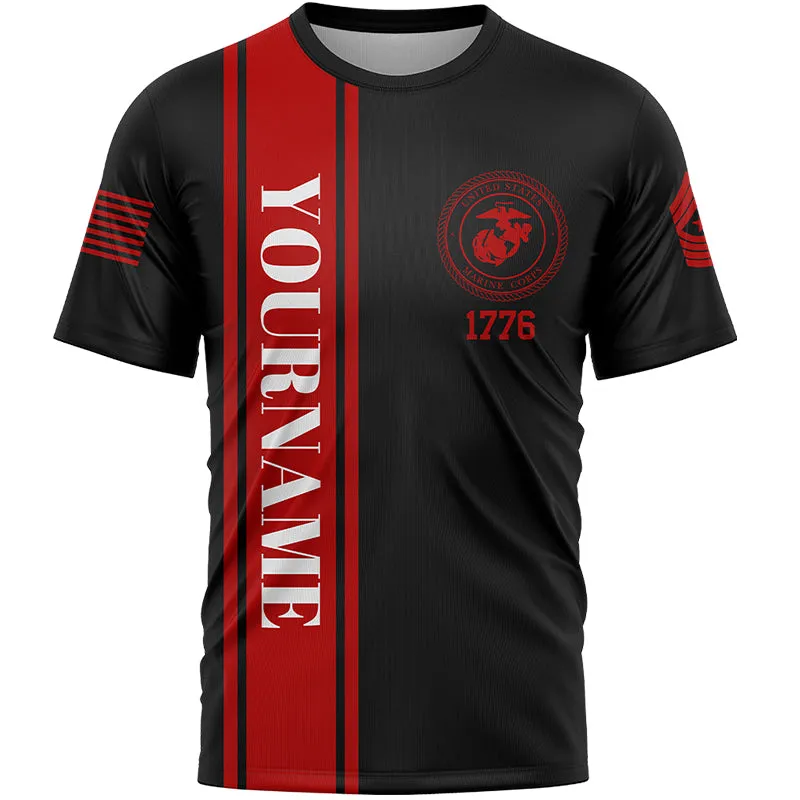 Custom Black USA Military Rank Name Independence Day T-Shirt