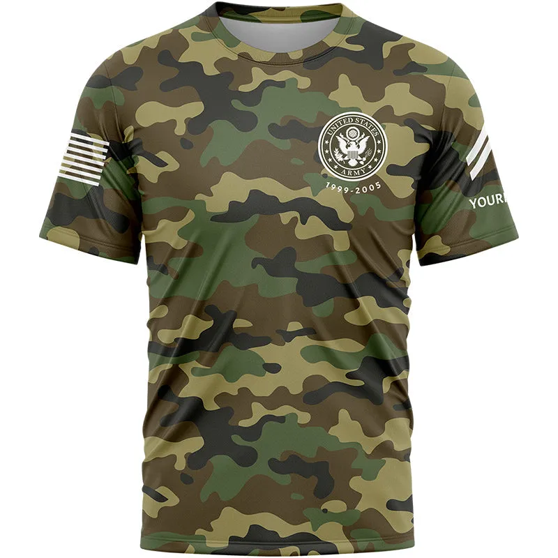 Custom Camo I'M A Dad Grandpa 1776 Flag U.S Army Military Rank Corporal Name Veterans Day T-Shirt | Father's Day Gifts
