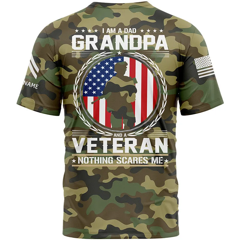 Custom Camo I'M A Dad Grandpa 1776 Flag U.S Army Military Rank Corporal Name Veterans Day T-Shirt | Father's Day Gifts