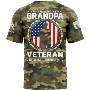 Custom Camo I'M A Dad Grandpa 1776 Flag U.S Army Military Rank Corporal Name Veterans Day T-Shirt | Father's Day Gifts