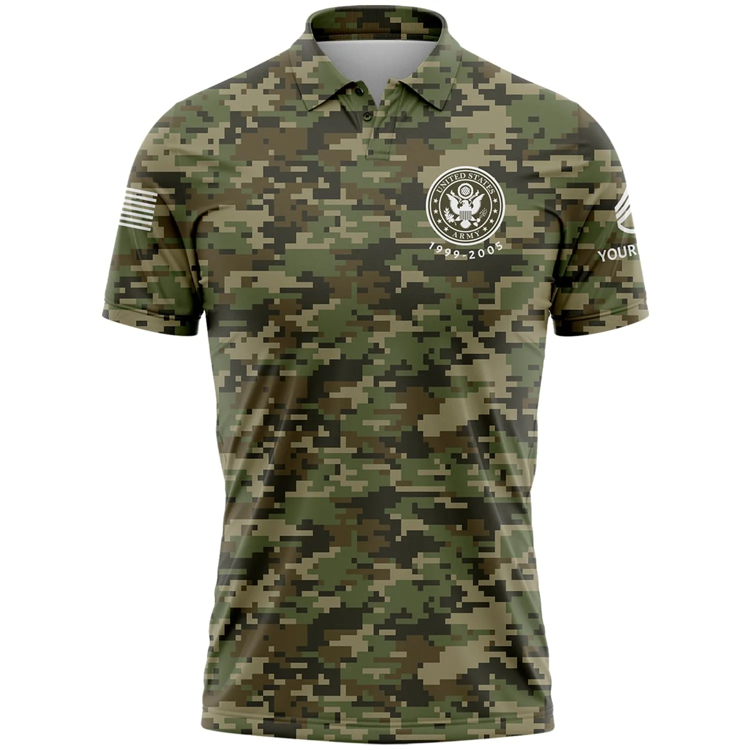 Custom Camo Magician Skull U.S. Army Military Staff Sergeant Rank Name Independence Day Golf Polo Shirt | Father's Day Gifts
