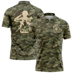 Custom Camo U.S. Army Military Staff Sergeant Rank Veteran Name Golf Polo Shirt | Father's Day Gifts