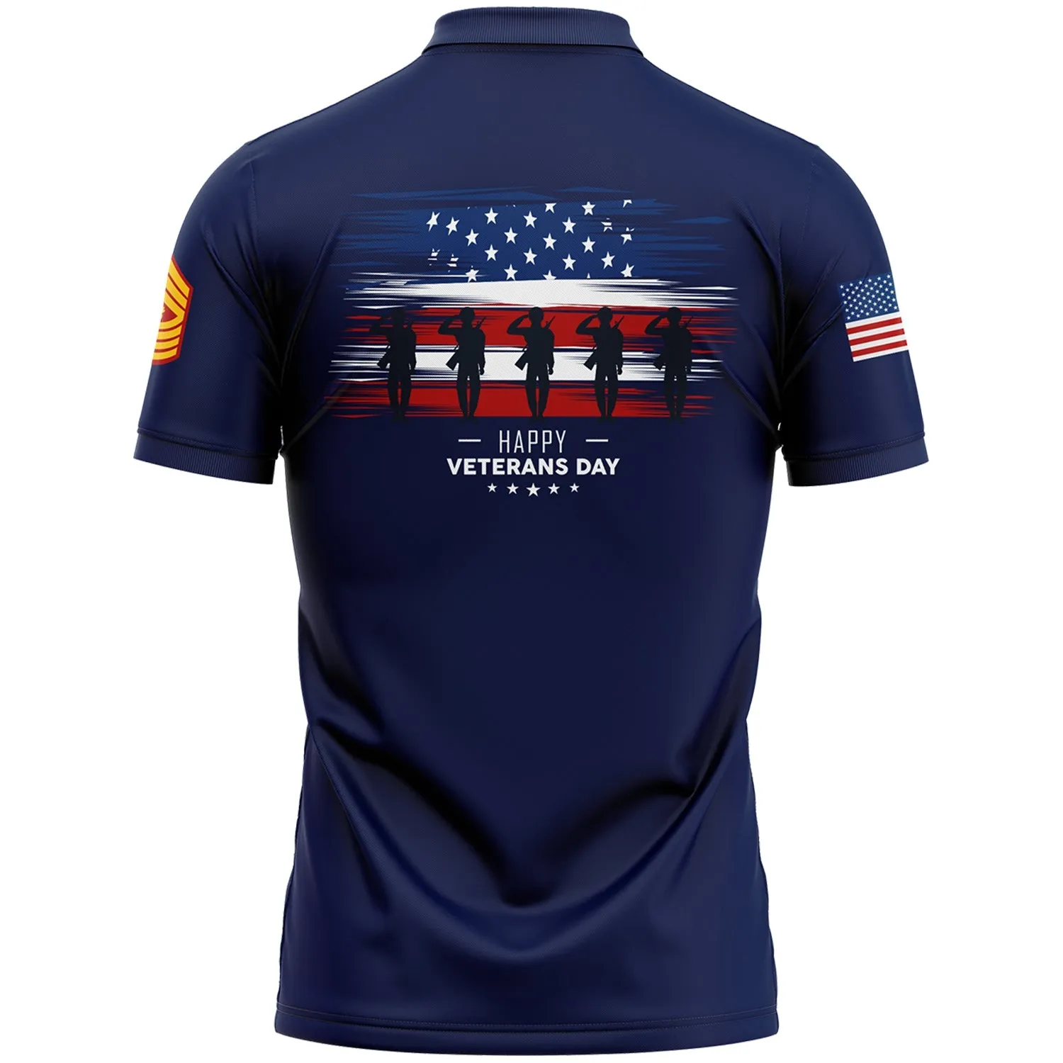 Custom Navy 1776 Flag U.S Marine Corps Military Rank Name Veterans Day Golf Polo Shirt | Father's Day Gifts