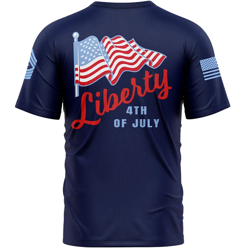 Custom Navy American Flag Military Rank Name Independence Day T-Shirt