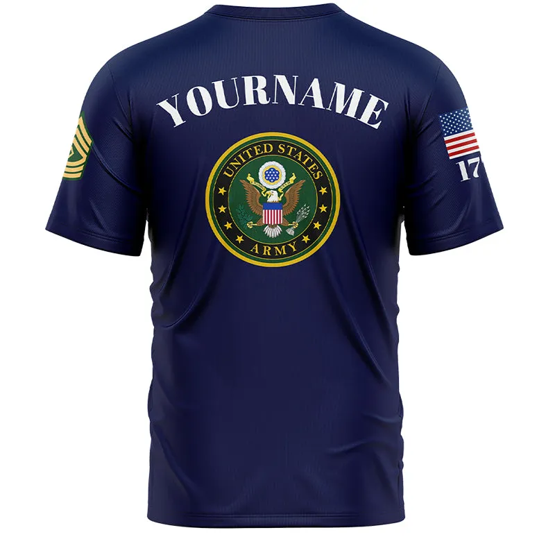 Custom Navy Orangutan Soldier 1776 American Flag U.S Army Military Rank Name T-Shirt