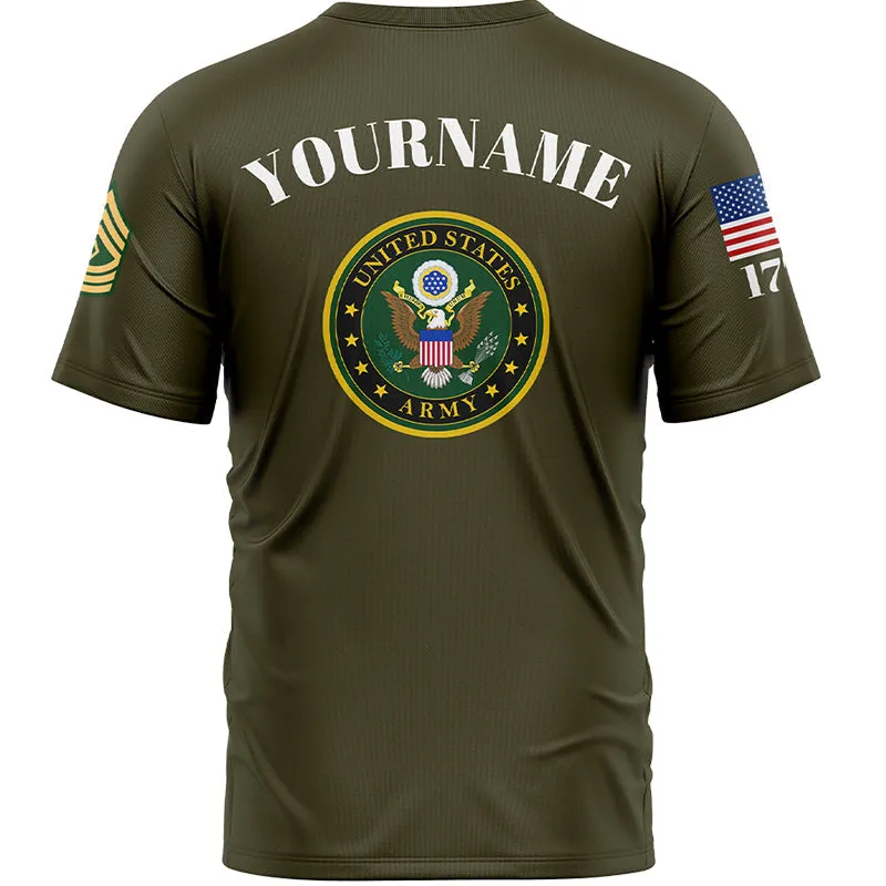 Custom Olive Tombstone Dog tag 1776 American Flag U.S Army Military Rank Name Memorial Day T-Shirt