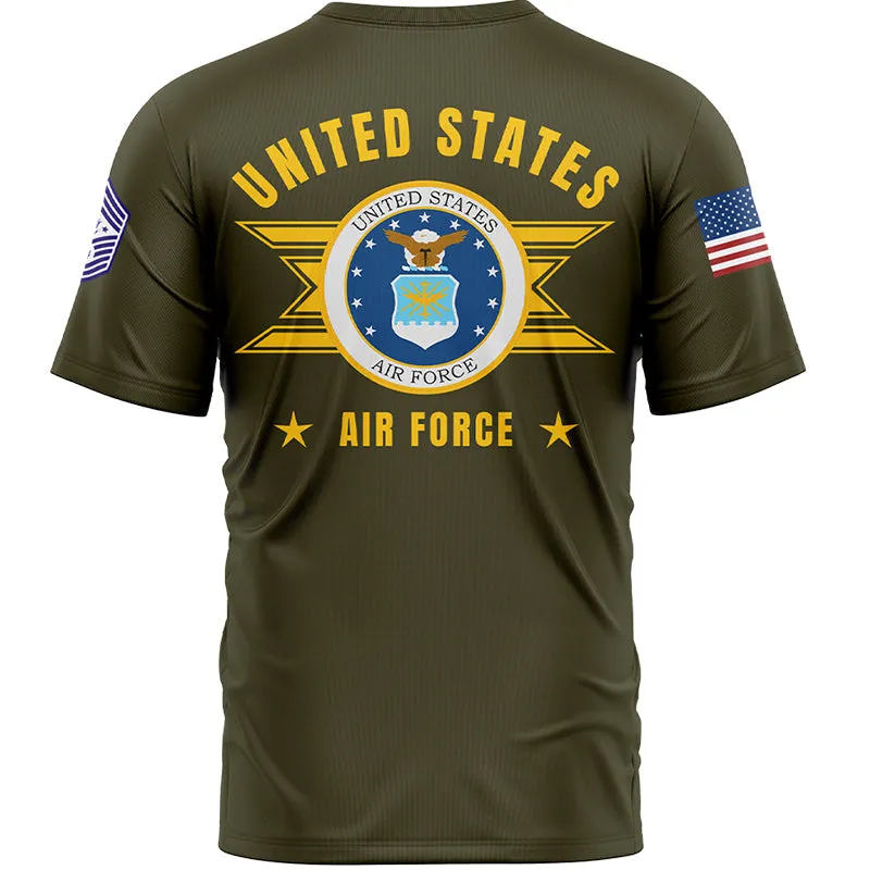 Custom Olive U.S Air Force Military Rank Name T-Shirt