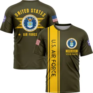 Custom Olive U.S Air Force Military Rank Name T-Shirt