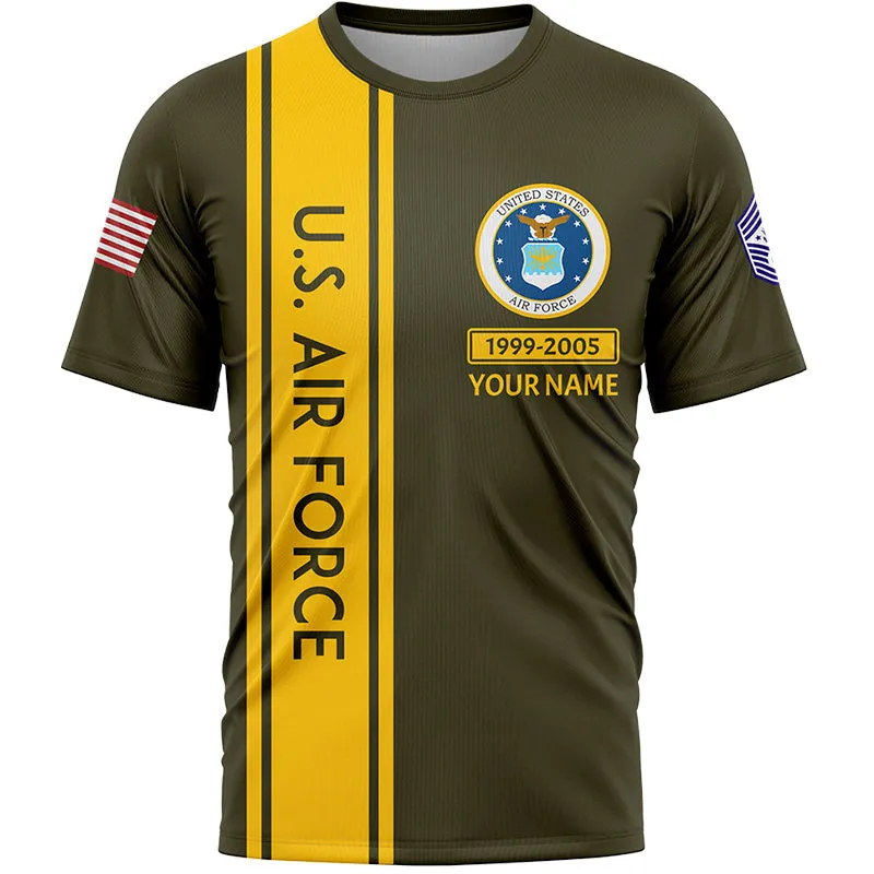 Custom Olive U.S Air Force Military Rank Name T-Shirt