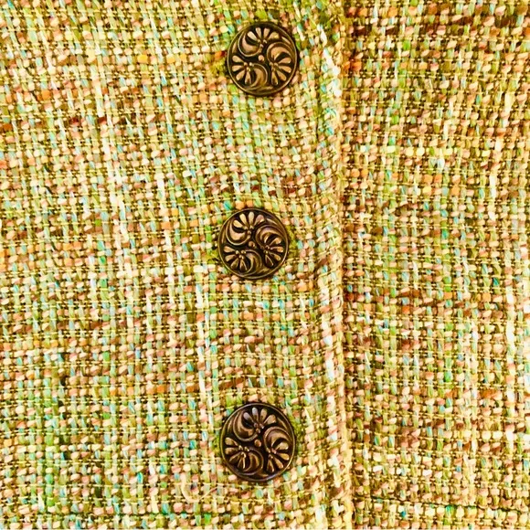 CYNTHIA STEFFE Cropped Tweed Blazer Jacket, green