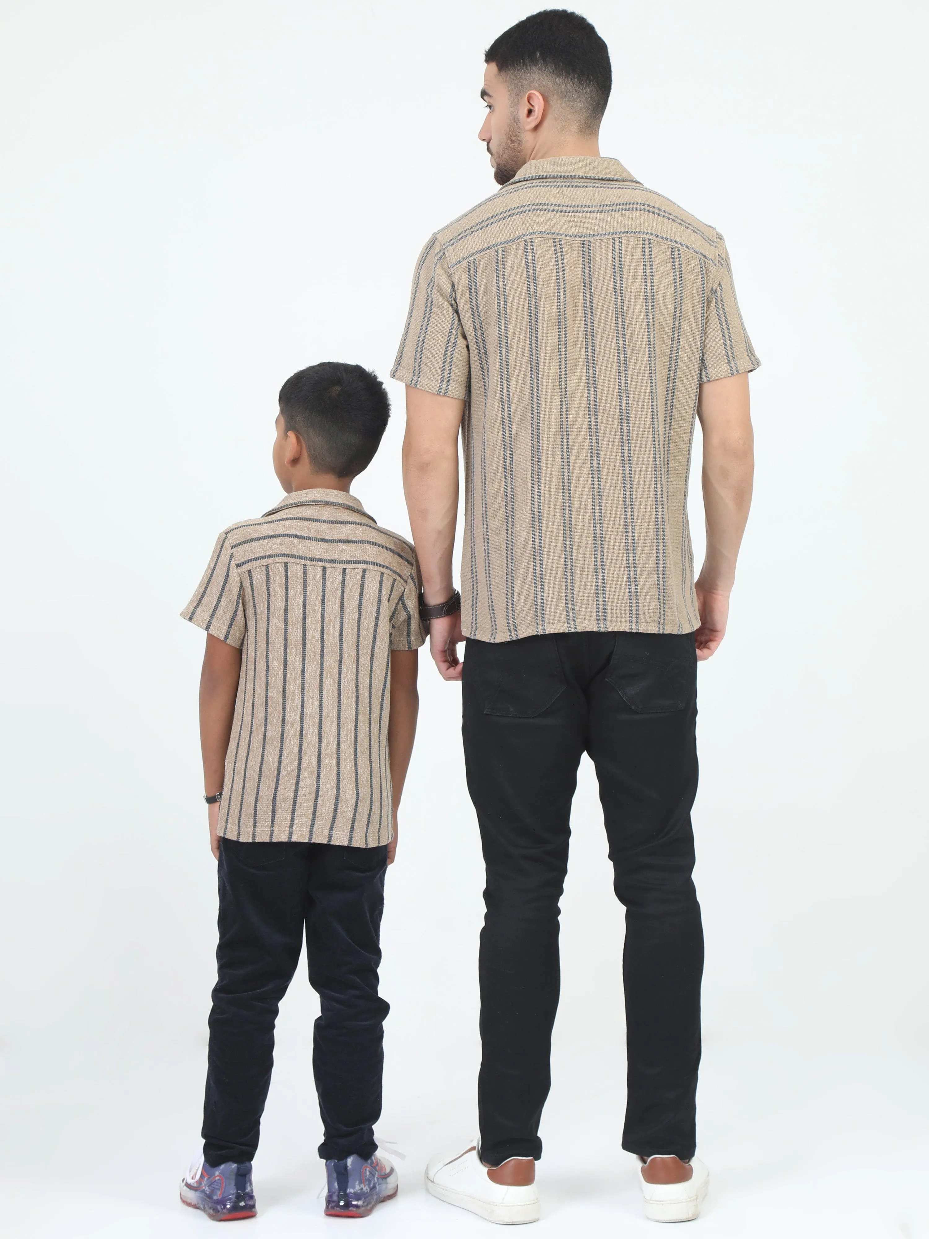 Dad & Son Striped Twinning Shirt Vintage Khaki