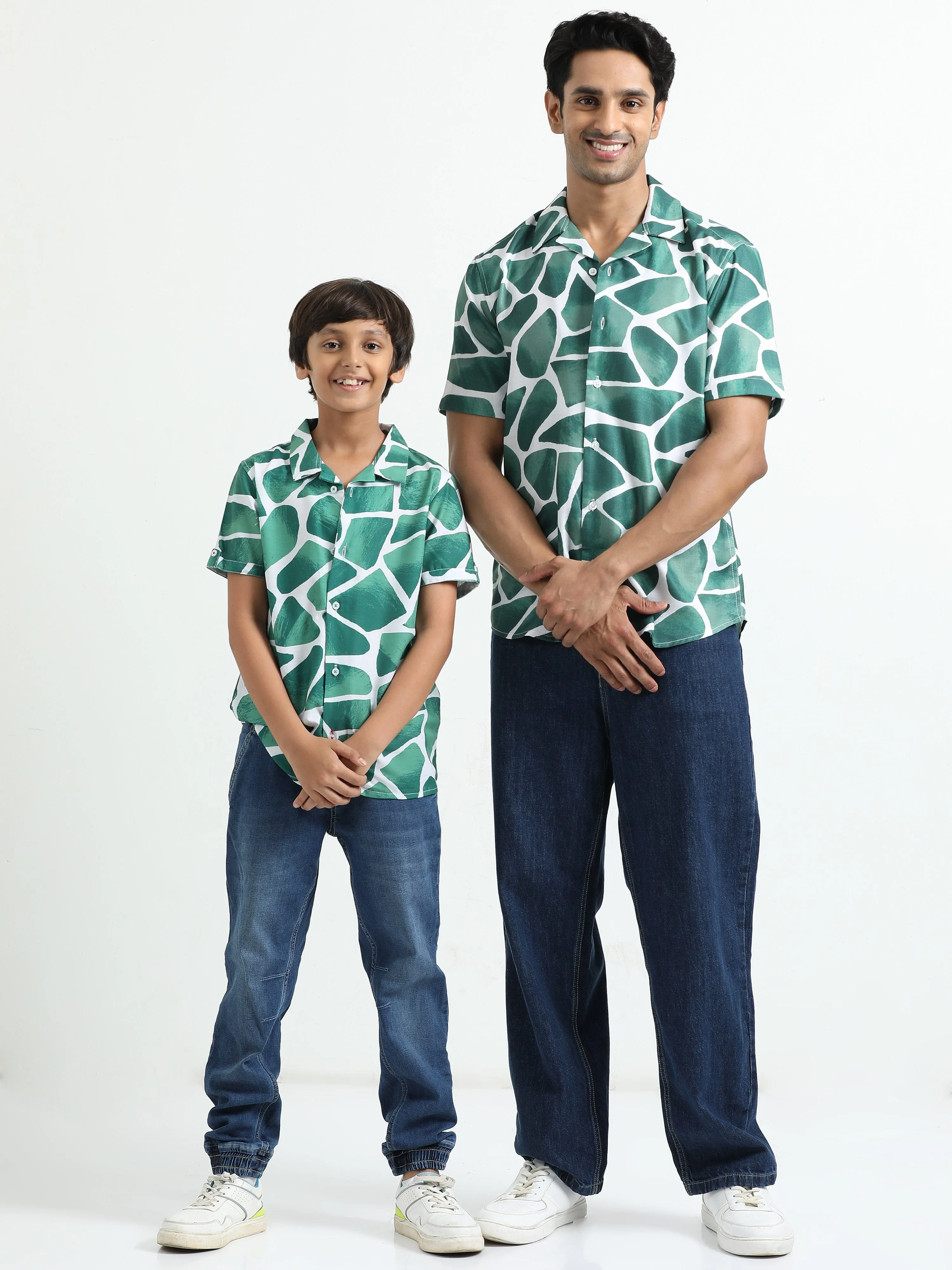 Dad & Son Zaraffah Printed Twinning Shirt Green