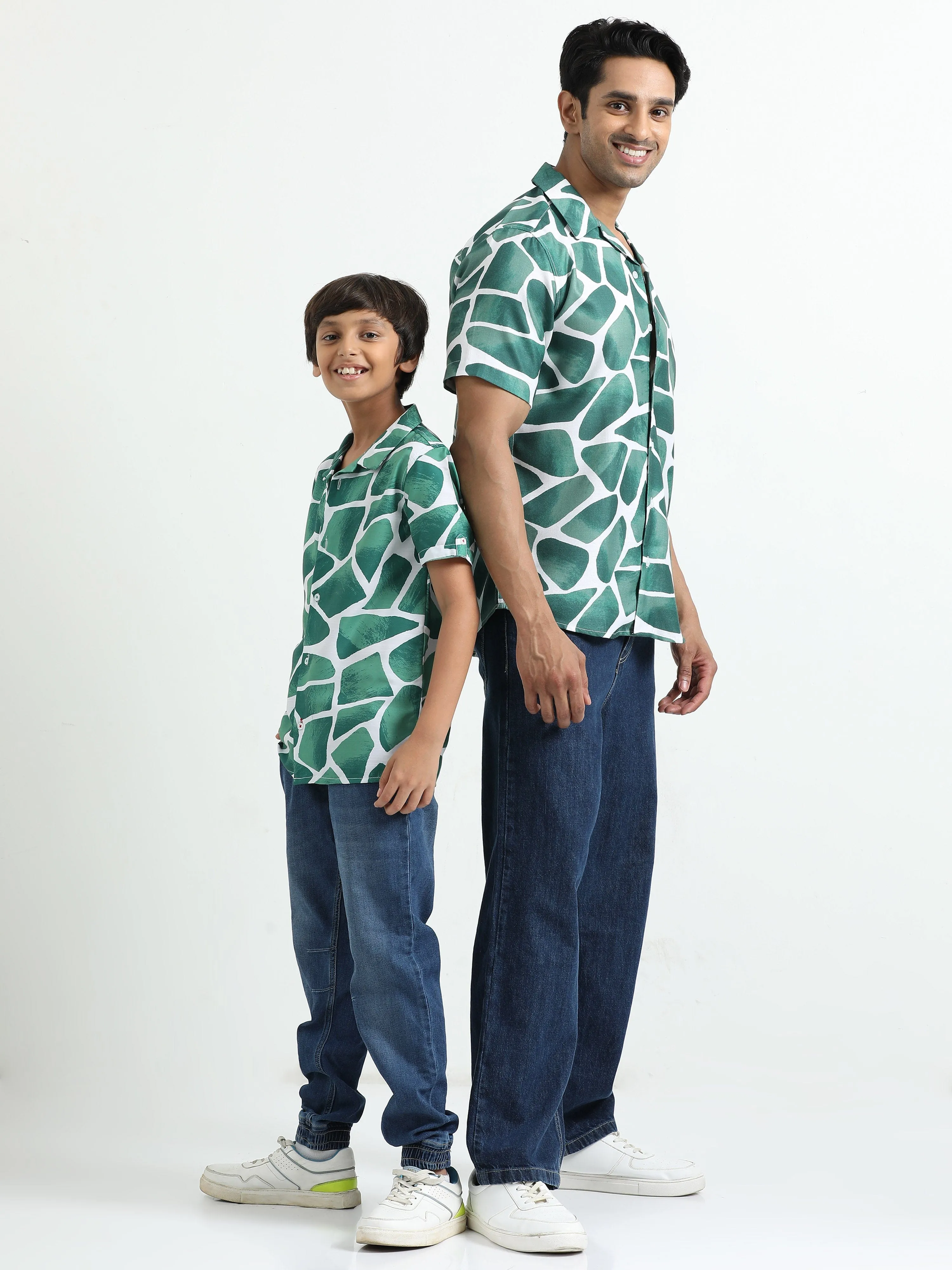 Dad & Son Zaraffah Printed Twinning Shirt Green
