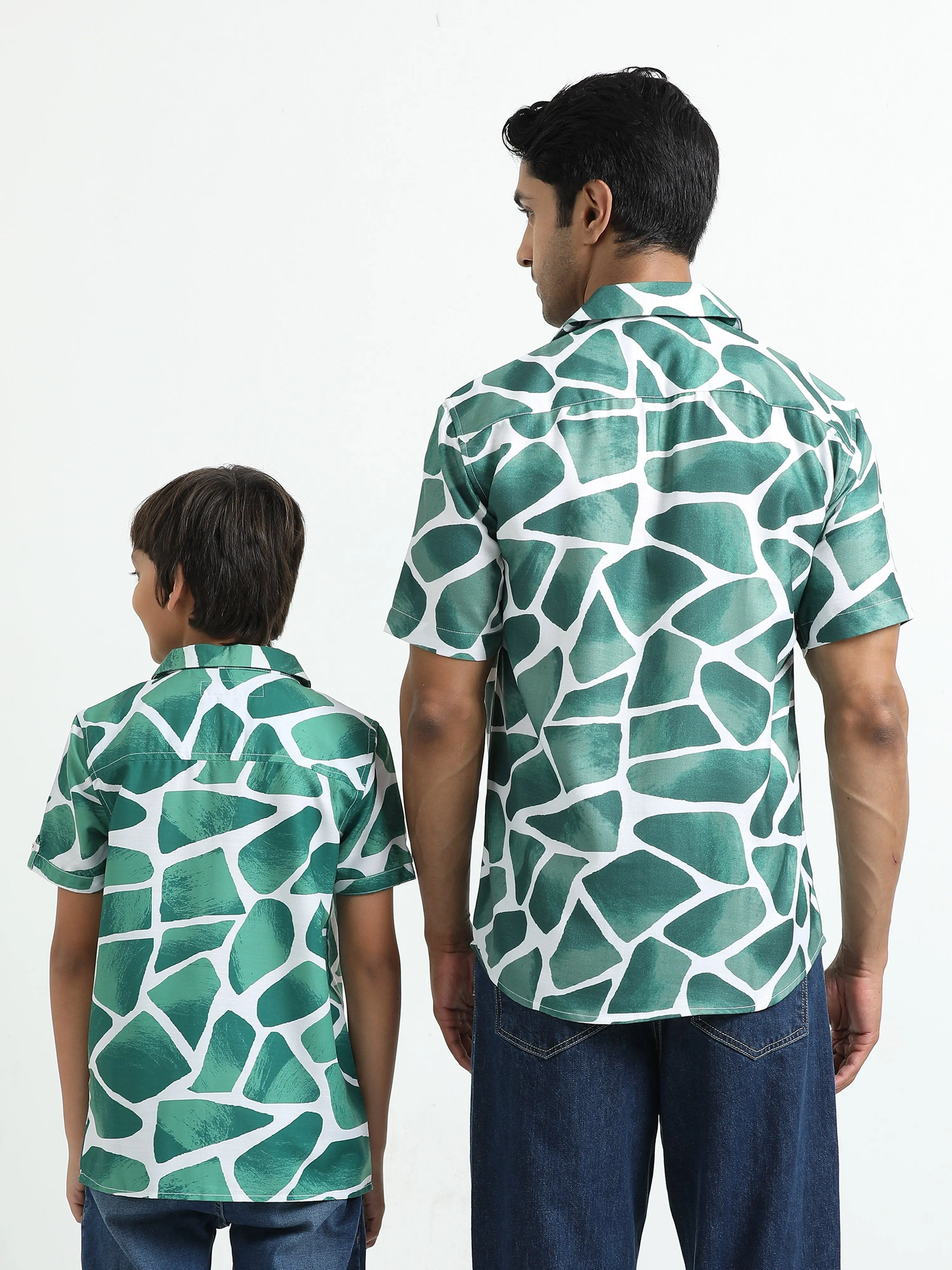 Dad & Son Zaraffah Printed Twinning Shirt Green