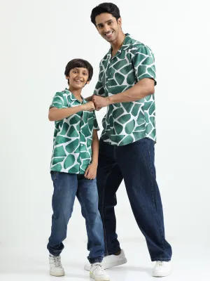 Dad & Son Zaraffah Printed Twinning Shirt Green