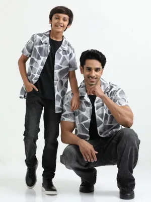 Dad & Son Zaraffah Printed Twinning Shirt Grey
