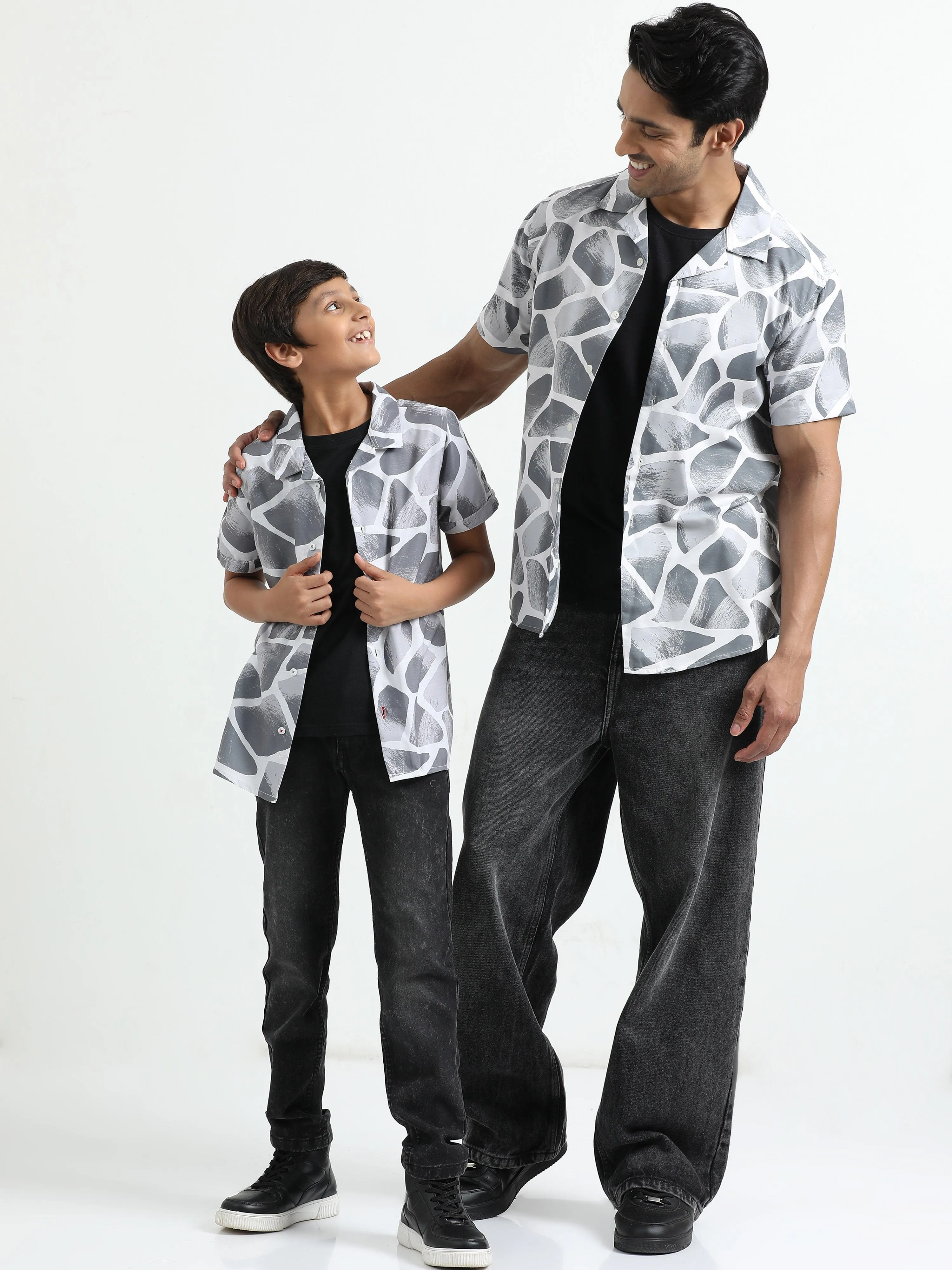 Dad & Son Zaraffah Printed Twinning Shirt Grey