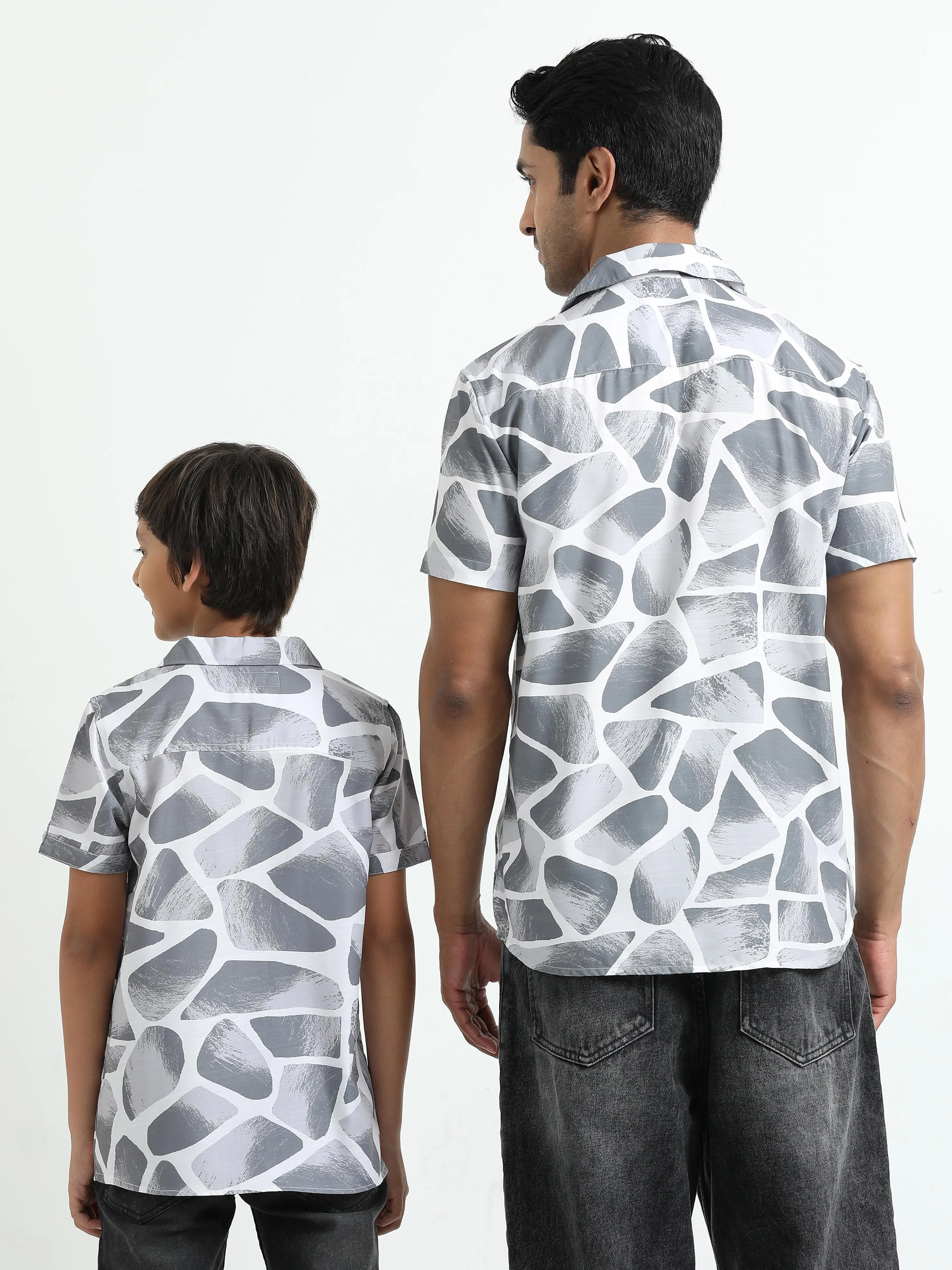 Dad & Son Zaraffah Printed Twinning Shirt Grey