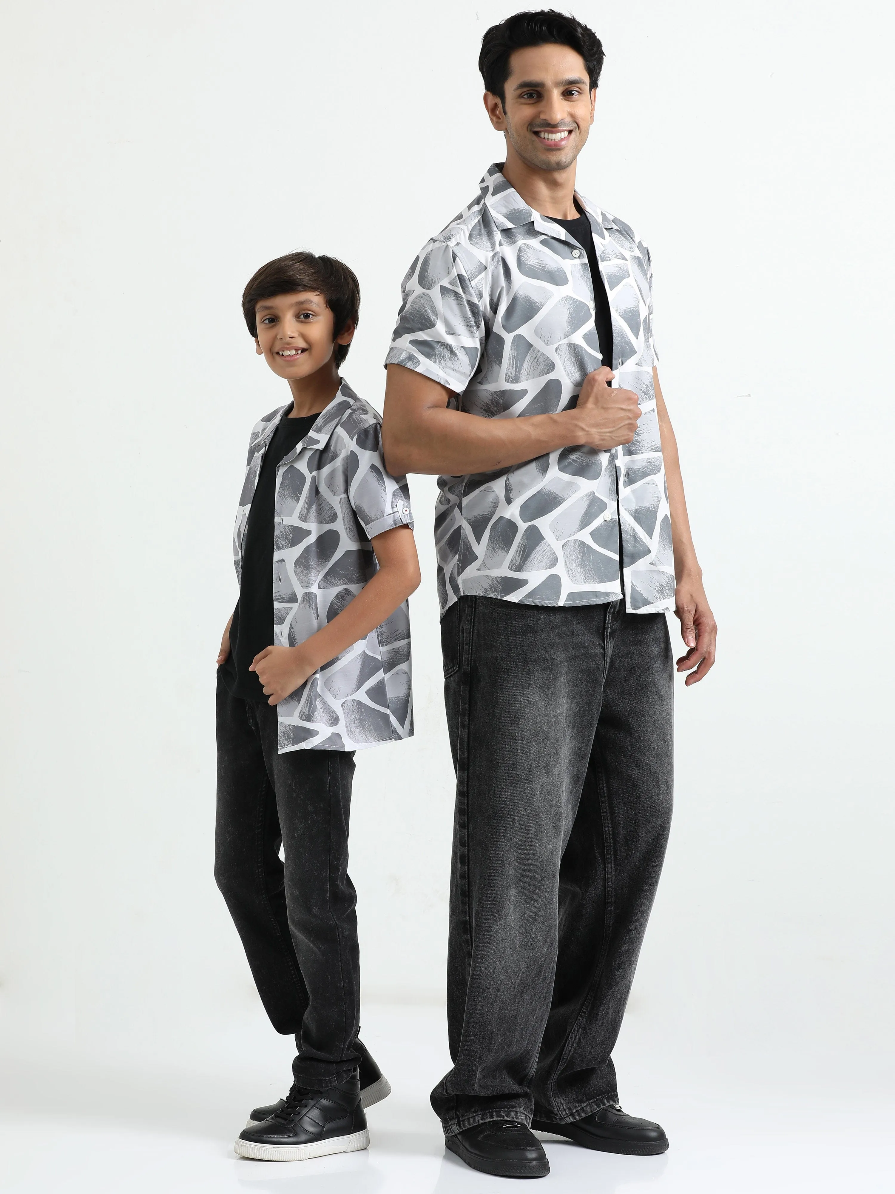 Dad & Son Zaraffah Printed Twinning Shirt Grey