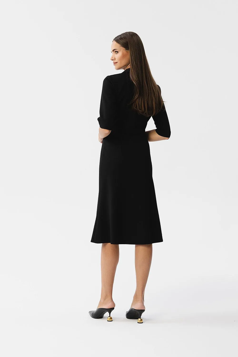 Day-Dress Polyester Viscose Smart Casual Long Sleeve Short Hemline Office Shirt Dress