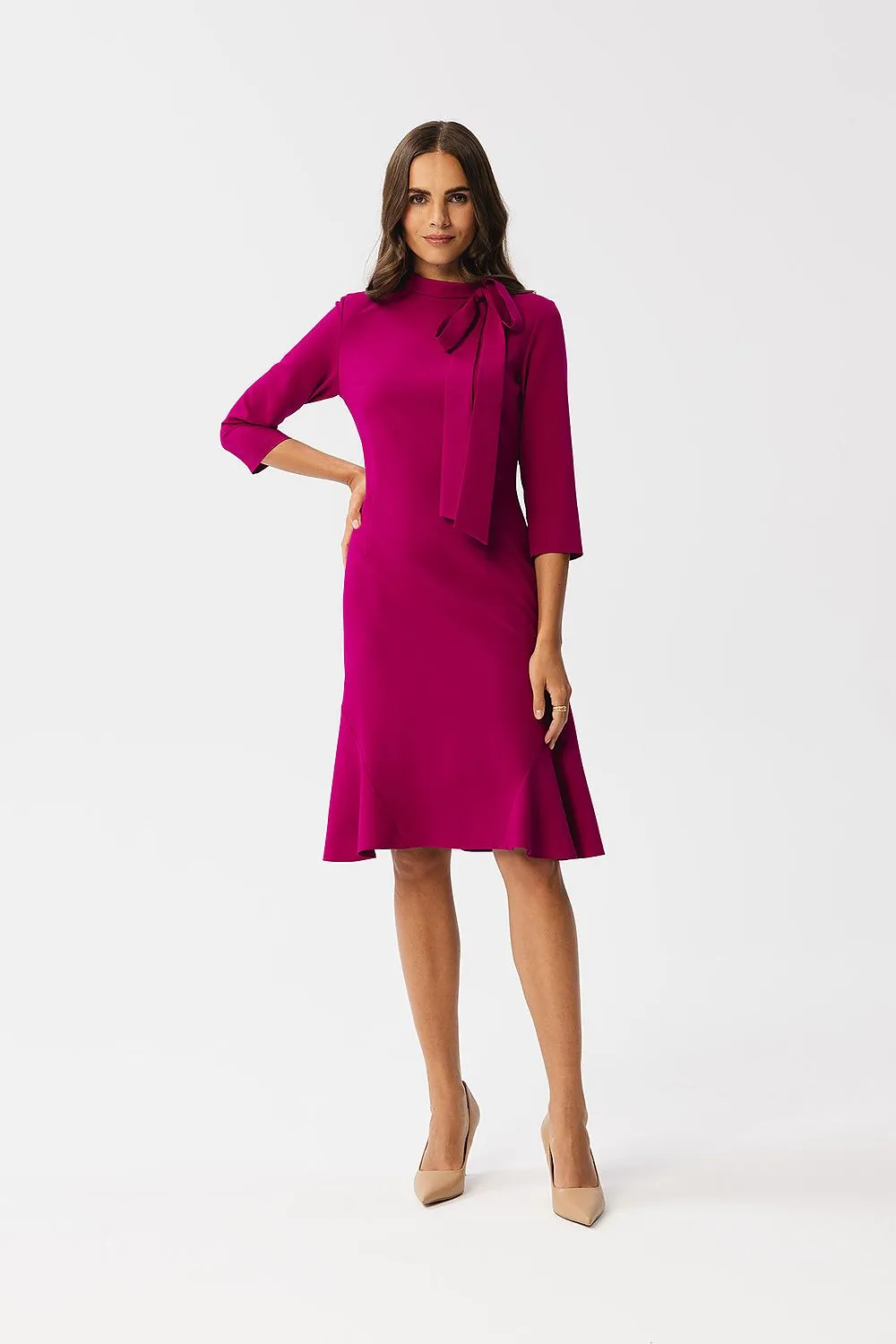 Day-Dress Polyester Viscose Smart Casual Long Sleeve Short Hemline Office Shirt Dress