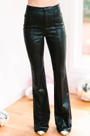 Don't Walk Away Black Faux Leather Pants