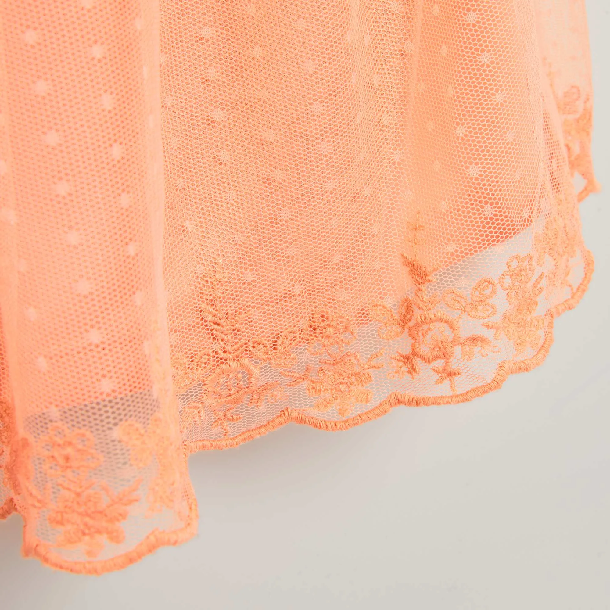 Dotted Swiss tulle A-line dress ORANGE